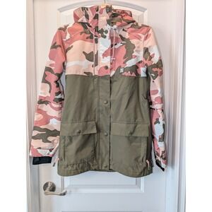 DC Shoes Women Snowboard Jacket Pink Camo Olive Green 10K Waterproof Hooded Coat